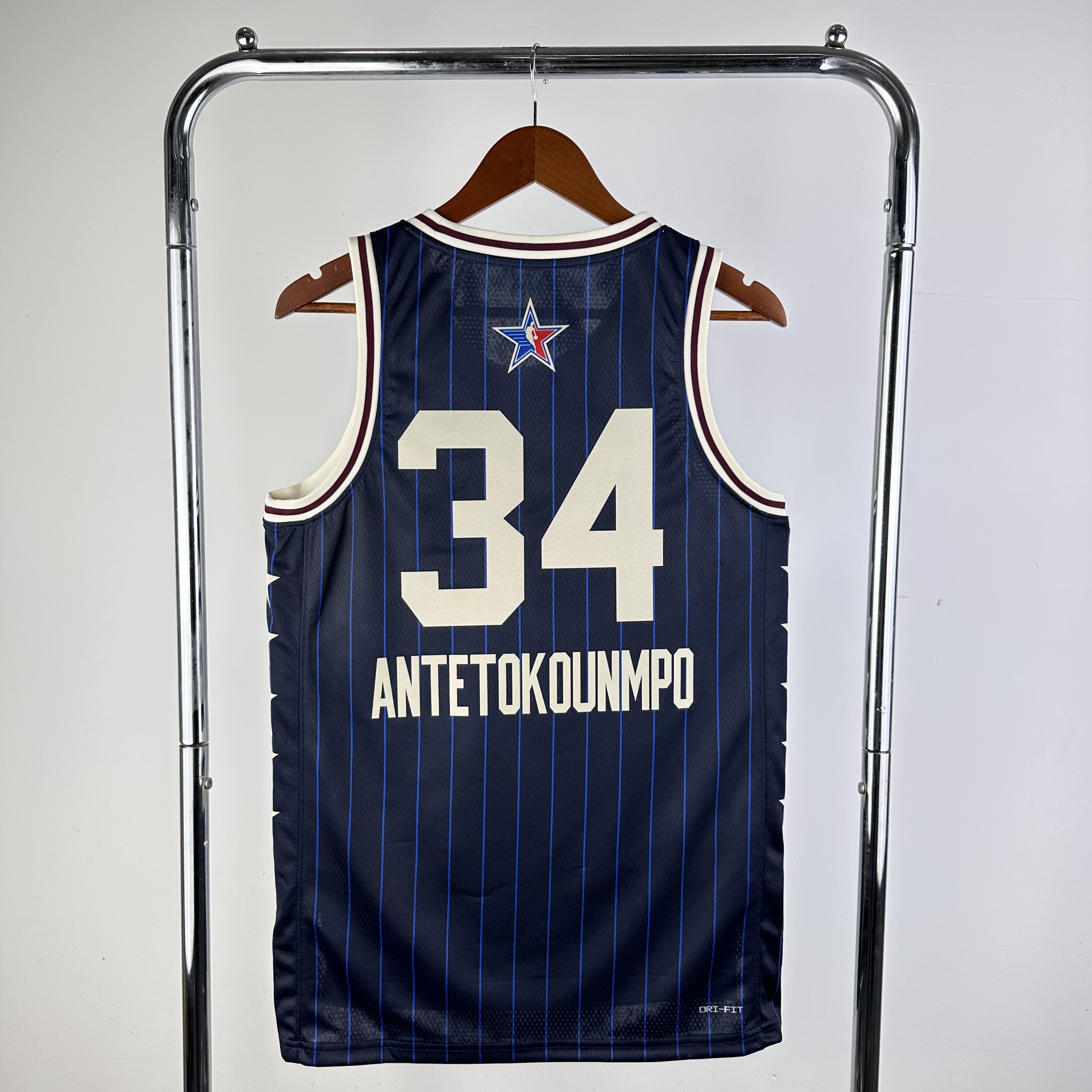 Men All-star season #34 Antetokounmpo Blue Stripe 2024 NBA Jersey->more jerseys->NBA Jersey